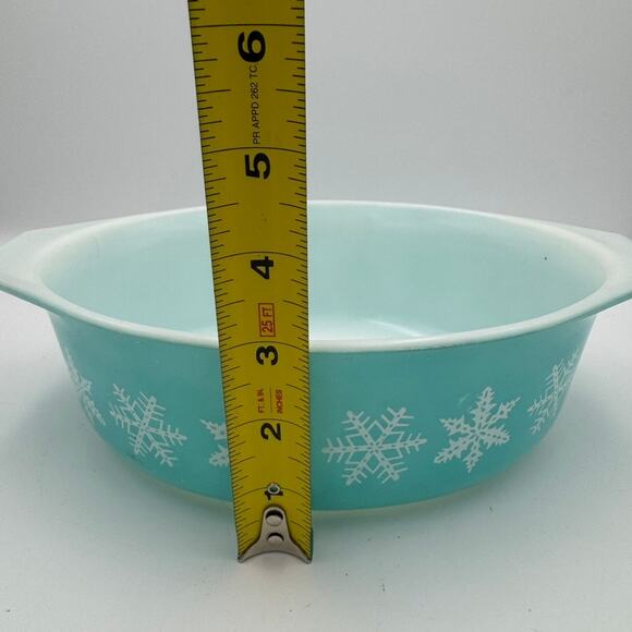 Pyrex Snowflake Turquoise 043 1.5 Qt Oval Casserole Baking Dish MCM Vintage - Picture 13 of 15